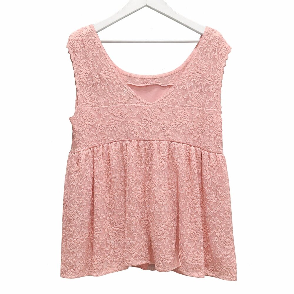Torrid Peach Lace Babydoll Top Stretch Flowy Romantic Size 2 / 2X